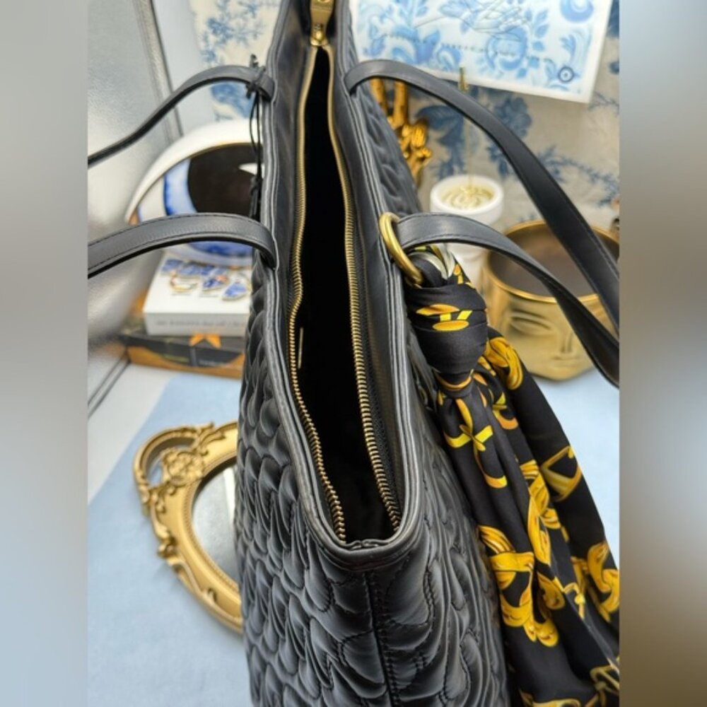 🆕 VERSACE JEANS COUTURE 🧿 NWT Black Thelma Tote Shopper + Scarf - Picture 10 of 16
